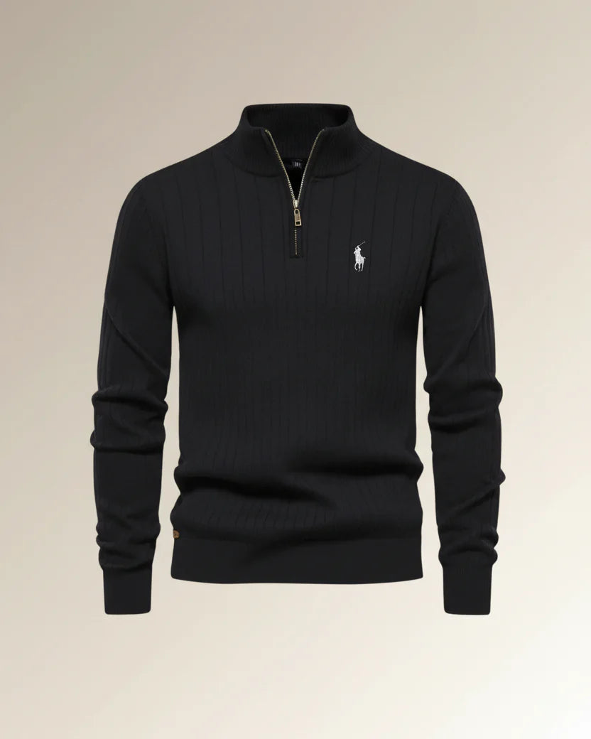 RL Textured Zip-Neck Knit