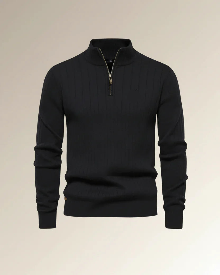 RL Textured Zip-Neck Knit
