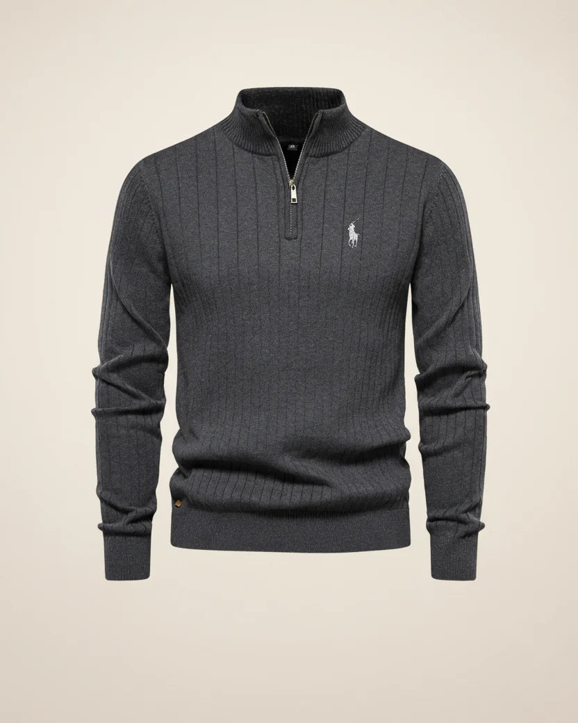 RL Textured Zip-Neck Knit