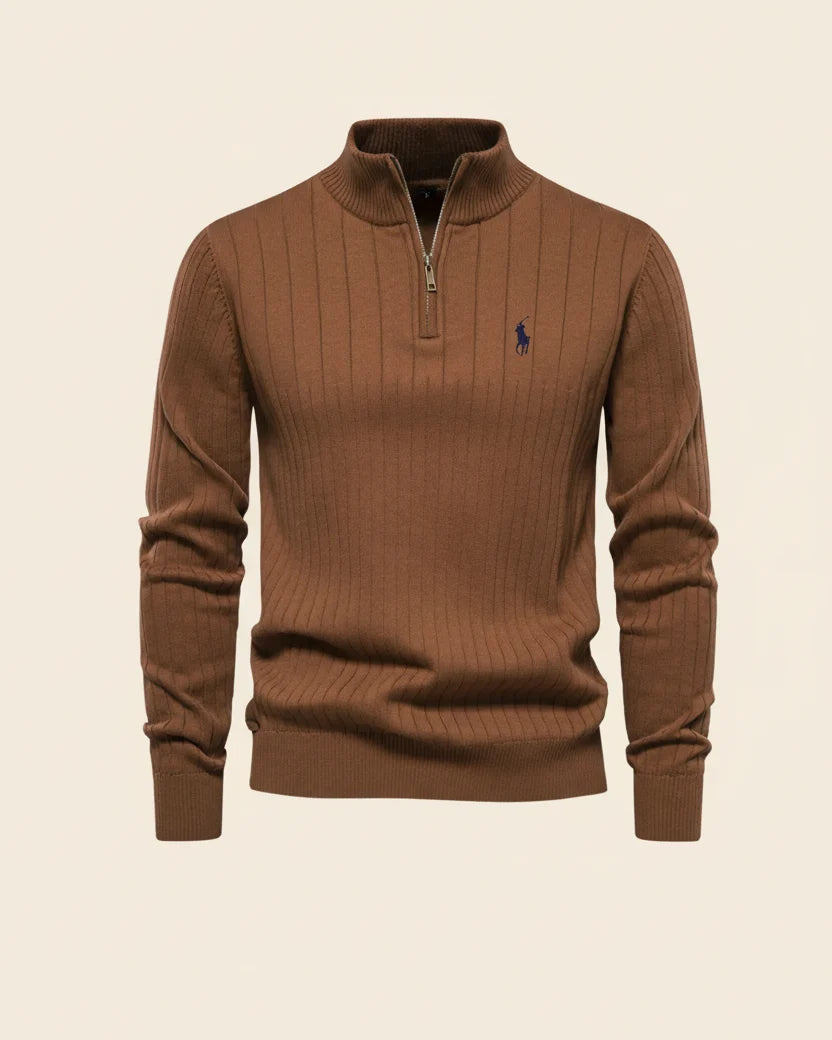 RL Textured Zip-Neck Knit