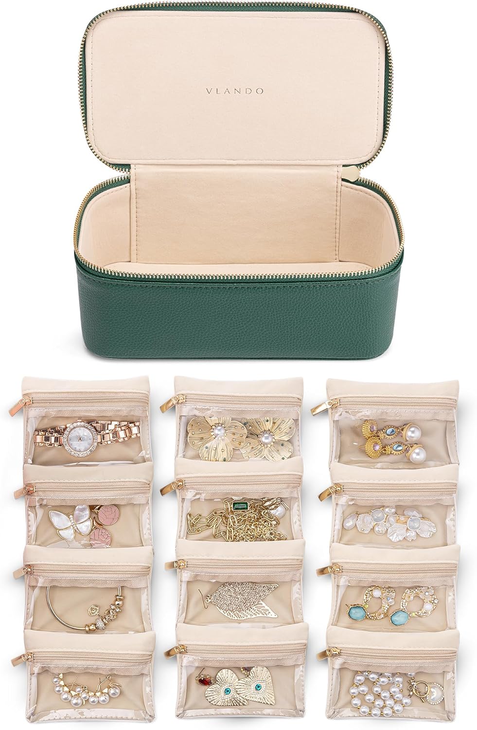 Aurielle™ Faux Leather Jewelry Organizer 12 Visible Pouches