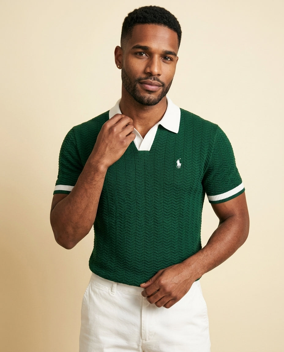 RL Prestige Cable Knit Polo & Shorts Set