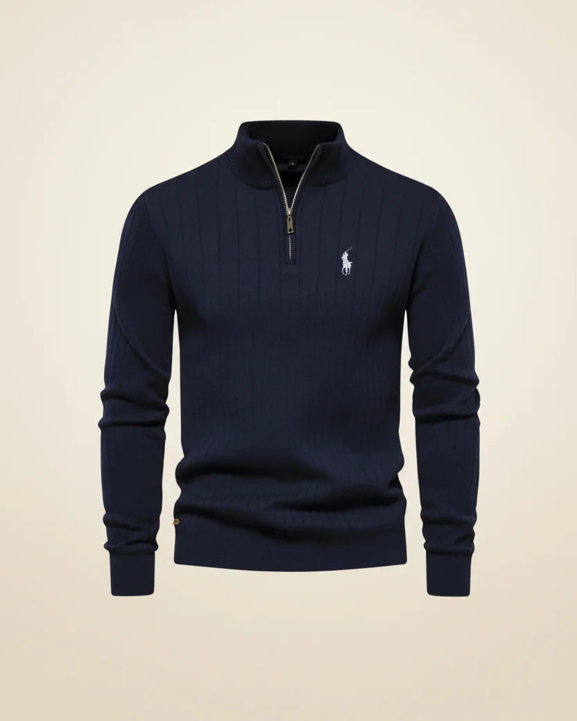 RL Textured Zip-Neck Knit