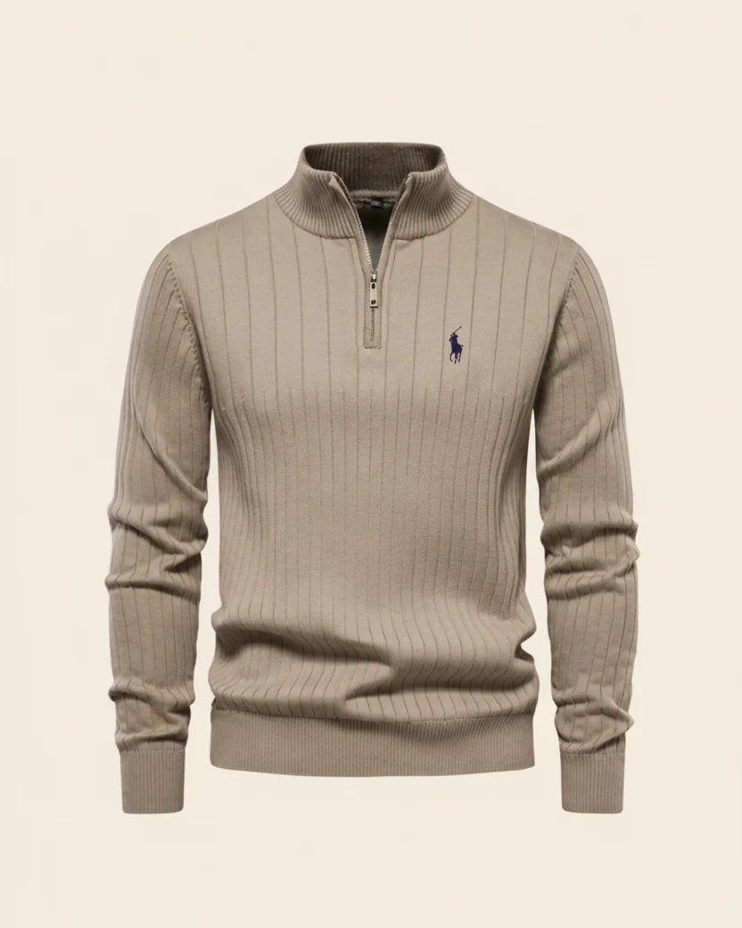 RL Textured Zip-Neck Knit